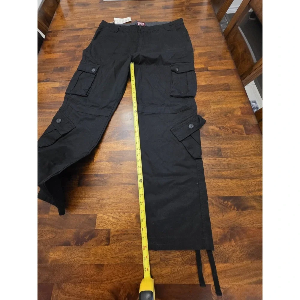 Matchstick Mens Cargo Black Pants Size 42 Straight Leg Cotton